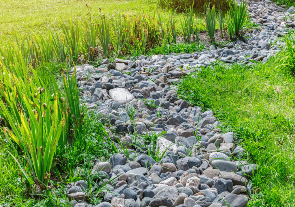 Build a dry creek bed to help with flooding